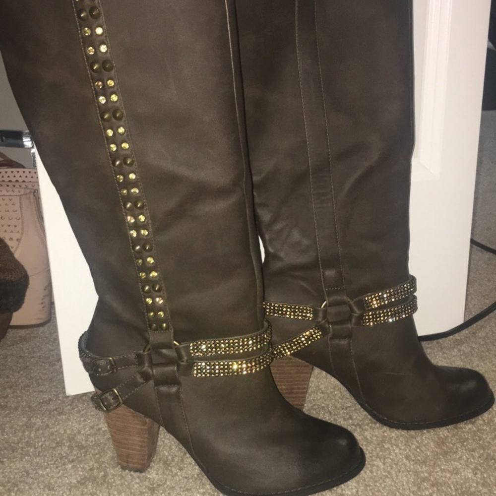 Studded heel boots